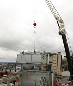 crane lowering bac during installation